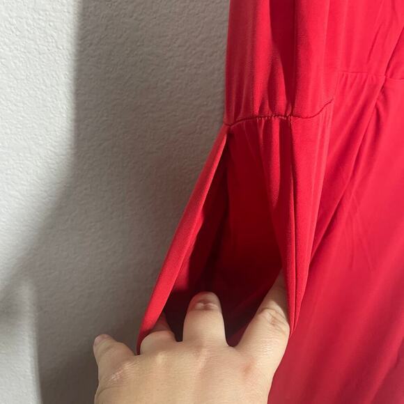 J by Jason Wu Plus Size 1X Wide Leg Jumpsuit Red Side Pocket Sleeveless Stretch - Picture 8 of 10